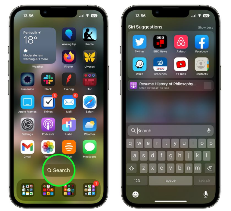 广灵苹果手机维修分享升级到 iOS 16 后，如何删除主屏幕上的搜索按钮 