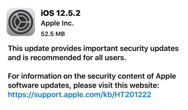 广灵苹果手机维修分享iOS12.5.2发布，建议所有老苹果用户安装 